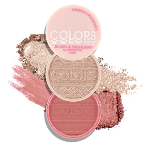 Boobeen Colorete e Iluminador en Polvo, Paleta de Colorete e Iluminador Natural, Rosa Mate, 10 g (Paquete de 1)