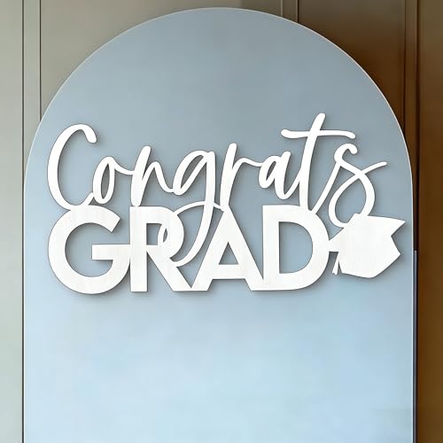 Congrats Grad Sign for Backdrop Wooden Class of 2026 Signs for Graduation Party Backdrop Grad Party Decor Senior Sign 2026 Graduation Decorations