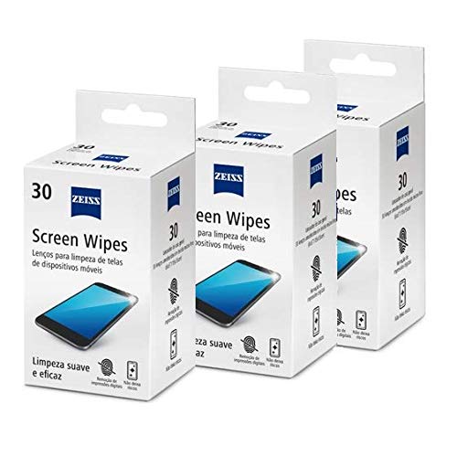 Kit 3 Lenços umedecidos para limpeza de lentes de smartphones, tablets, computadores, ZEISS