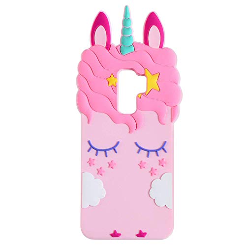 Joyleop Pink Unicorn Case for Samsung Galaxy S9 Cute 3D Cartoon Animal Cover,Kids Girls Cool Fun Soft Silicone Gel Rubber Kawaii Character Fashion Unique Cases Protector Shell Skin Samsung S9