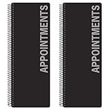 Global Printed Products Appointment Book - Daily & Hourly Planner, 2 Column Appointment Book - 5 x 13.5, 2 Column, 200 Pages (2 Pack Black Cover)
