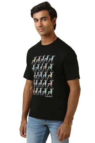 Image of Allen Solly Men's Cotton T-Shirt | Drop Shoulder | Chest Print | Regular Fit | Casual Streetwear Style