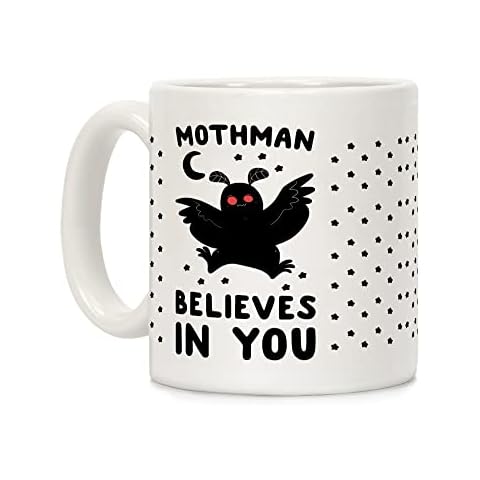 LookHUMAN Mothman Coffee Mug with Positive Message Cover