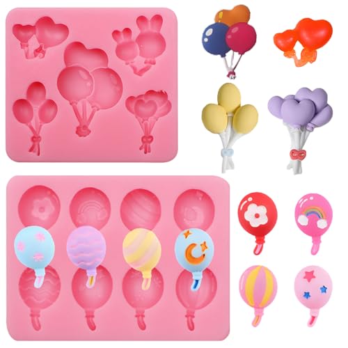 Balloon Silicone Molds Baby Shower Chocolate molds for Fondant, 2-Piece Balloon Candy Making Molds, Pink