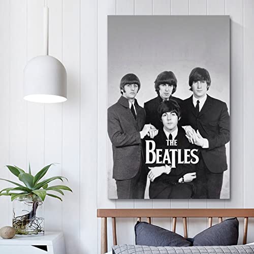 SHUPSY Poster décoratif sur toile The Beatles Band noir et blanc 60 x 90 cm - Les Beatles, Paul McCartney, John Lennon, RIngo Starr, George Harrison SHUPSY Poster décoratif sur toile The Beatles Band noir et blanc 60 x 90 cm – Image 6