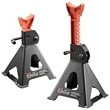 VEVOR Jack Stands, 3 Ton (6,600 lbs) Capacity, 10.8-16.3 in Adjustable Height, Heavy Duty Steel Jack Auto Stands with Locking, for Lifting SUV, Pickup, Car and UTV/ATV, 1 Pair, Black and Orange