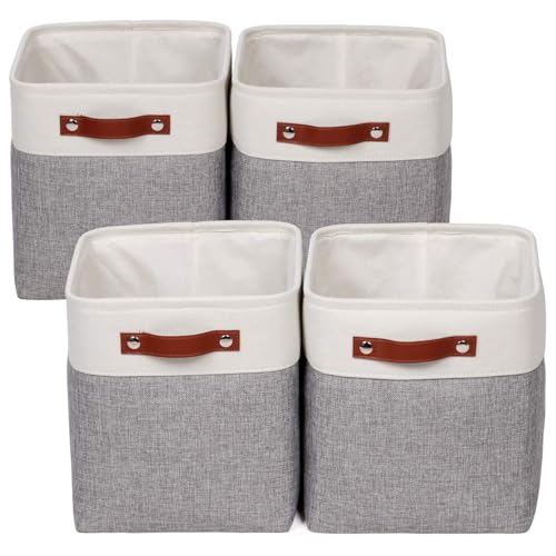 Univivi-Fabric-Cube-Storage-BinsGray105x-105x-11-inch4-Pack Univivi Fabric Cube Storage Bins,Gray,10.5x 10.5x 11 inch,4 Pack - Image 1