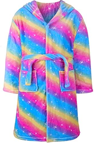 DAUGHTER QUEEN Girls Bathrobe Size 9-11 Years Toddler Kids Robe Unicorn Bathrobe for Girls 9 10 11 Soft Fleece Bath Robes Hooded Little Girls Blue Childrens Robe