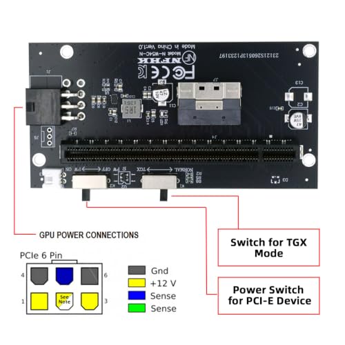 Image of Xiwai Slimline 8X SFF-8654 74Pin to PCI-E 16x Adapter with PCIE 6Pin Power | PCI-Express TGX Switch Port for Mainboard Graphics Card