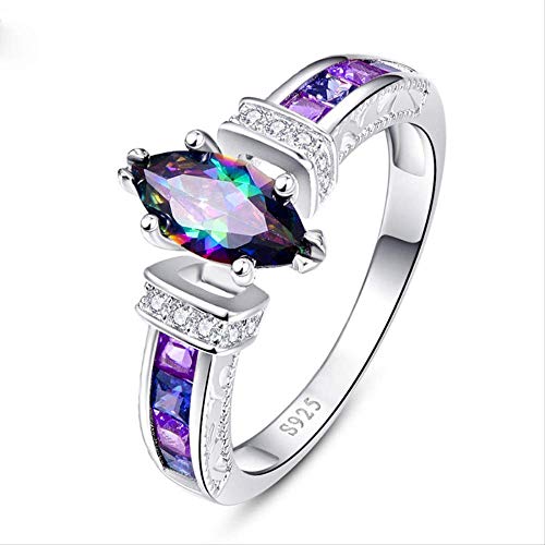 Anneau pour les femmes en argent évitant le ternissement avec topaze mystique ovale