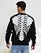 Wyeysyt Men's Skeleton Print Cardigan Sweaters Long Sleeve Oversized V Neck Button Down Outwear Coats(Black-M)