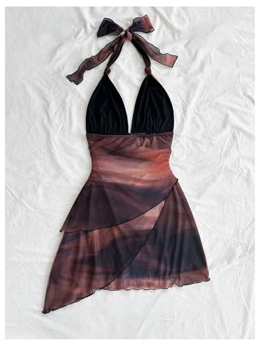 Verdusa Women's Plus Size Dresses Cocktail Halter Ombre Backless Layered Asymmetrical Dress2