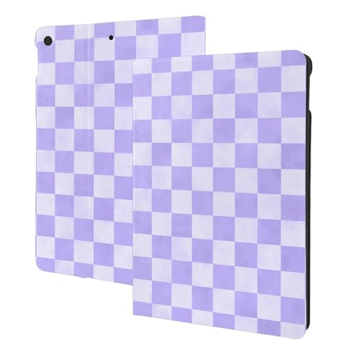 Housse iPad 10.2 violette pastel à carreaux pour iPad 9e 8e 7e génération