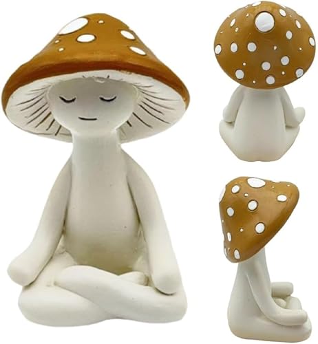 Estatua meditación seta de resina pequeña 5 cm miniatura 4