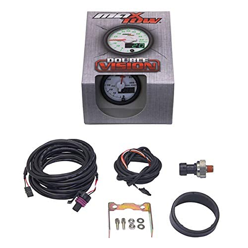 Maxtow Double Vision 100 Psi Fuel Pressure Gauge Kit - Includes Electronic Sensor - White Gauge Face - Green Led Illuminated Dial - Analog & Digital Readouts - For Trucks - 2-1/16" 52Mm #TOP5