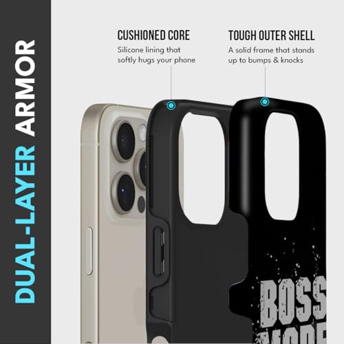 Image of MILLION CASES Back Cover Case for iPhone 15 Pro Scratch Resistant Anti-Slip Polycarbonate Shockproof Protective Durable Boss Mode On Crystal Case for Men & Boys