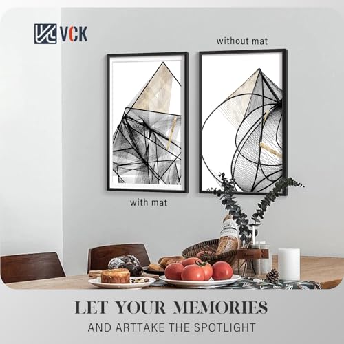 Image of VCK 12x18 Poster Frame Black Metal, Real Glass, 11x17 Mat, for Picture
