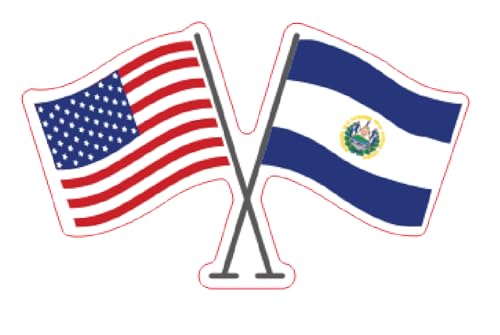 Image of Set of 5 National Flag Themed Sticker Decal of Flag, Country Map, Circular Shape, Heart Shape and with USA Flag for Car, Phone, Laptop, Mug, Bottle, Textbooks (El Salvador)