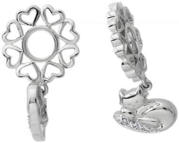 Storywheels S238D Silver Wheel with Diamond Cat Dangle Containing 4 Diamond