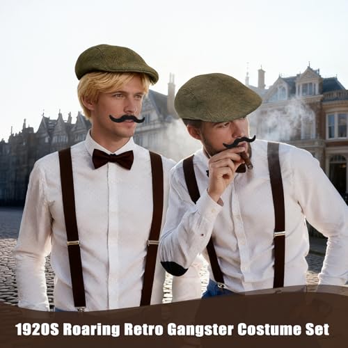 LUCKNIGHT Accesorios para Hombre los Años 20, Gatsby Accesorios Hombre, 8 Piezas Disfraz hombre, Conjuntos de Disfraces para Fiestas Temáticas, Bodas Y Halloween (con Sombreros Y Relojes de Bolsillo) - imagen 6