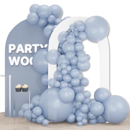 PartyWoo Dusty Blue Balloons 100 pcs Different Sizes of 18 12 10 5 Inch Light Boho Blue Balloon Arch Kit Garland for Graduation Wedding Baby Shower Graduation Birthday Party Decorations Blue-F51 - 5