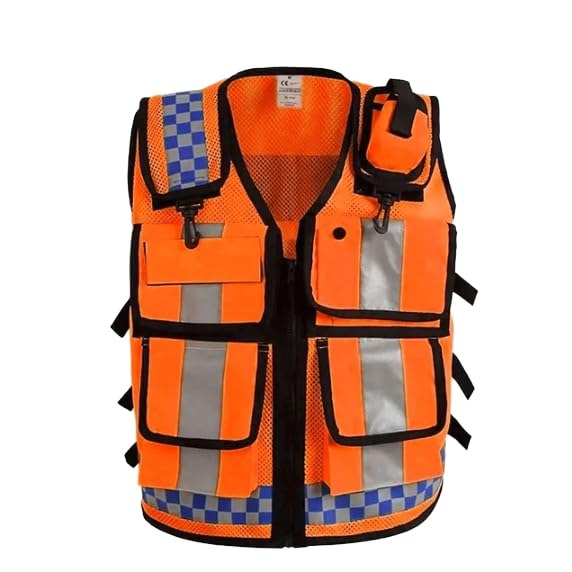 BIVVI Chaleco Reflectante de Alta Visibilidad para Hombre, Chaleco Reflectante con múltiples Bolsillos, Chaleco de Seguridad para Corredor Nocturno para Trabajador de la construcción