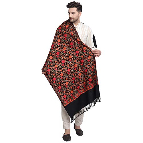 Zamour Men's Traditional Kashmiri Lohi Stole Punjabi with Embroidery Patterns 80 inches x 30 inches