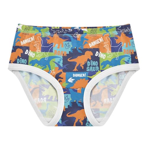 Little Girls' Soft Cotton Underwear Kids Breathable Comfort Bright Dinosaurs Panties Briefs Toddler