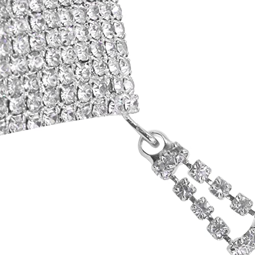 Image of ZGMYC Sparkly Rhinestones Metal Chain Nipple Cover with Tassel, Reusable Adhesive Pasties Sexy Bra Body Chain