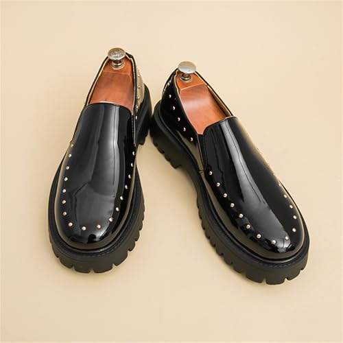 Fashion Sparkly Patent Leather Modern Round Toe Slip On Loafers for Men Lightweight Penny Formal Business Wedding Prom Dress Shoes2