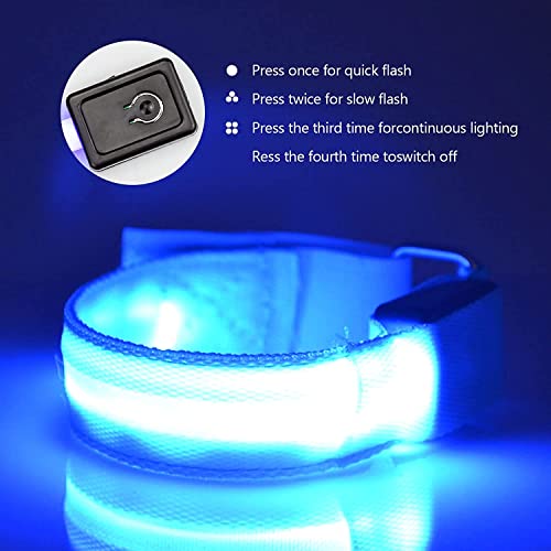 Hsthe Sea 2PCS Rechargeable LED Armband Light Fluorescent Armband Reflective Armbands for Walking Lights For Running at Night -Blue - Image 3