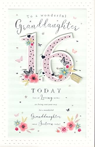 Grandaughter's 16th Birthday Card :"to A Wonderful Granddaughter 16 Today". Extra Large 5-Page Card.