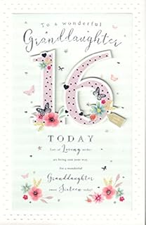 Grandaughter's 16th Birthday Card :"to A Wonderful Granddaughter 16 Today". Extra Large 5-Page Card.