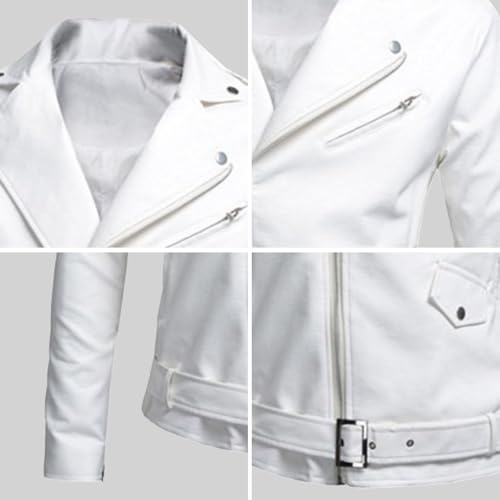 Chaqueta de cuero sintético para hombre estilo motociclista miniatura 7