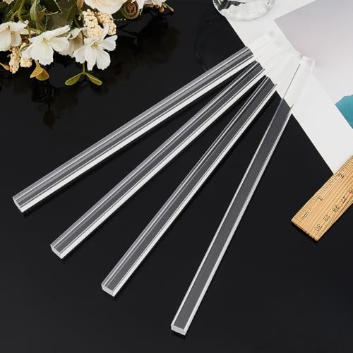 SUPERFINDINGS 4 Stück Acryl Vierkantstab 24.8x1x1cm Durchsichtiger Vierkantstab Dübelstangen Sortiment Massive Stange DIY Modellmaterial Für Den Modellbau DIY Beleuchtungskörper Handwerk