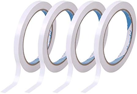 4 Rolls Double-Sided Tape Adhesive Sticky Tapes for Scrapbooking, Photos, Invitation Cards, Paper, DIY Crafts and Office School Stationery Supplies,22 Yards Long, 0.32 inch Wide Each Roll