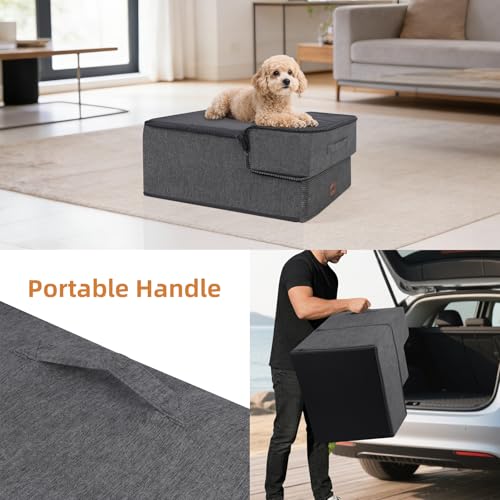 NAPWAYS Dog Stairs for Small Dogs, 13.5" H, 3-Step Pet Steps for Bed Couch Sofa and Chair, Non-Slip Balanced Pet Ramp for Injured & Senior Pets with Washable Cover and Durable High Density Foam, Grey by NAPWAYS - Used condition - Image 6