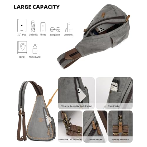 Image of KL928 PU Leather Sling Bag - Small Crossbody Backpack Shoulder Casual Daypack Rucksack for Men Women