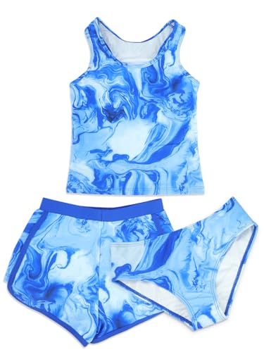 Image of SHEKINI Girls Tankini Swimsuit 3 Piece Bathing Suit Cute Bikini with Shorts