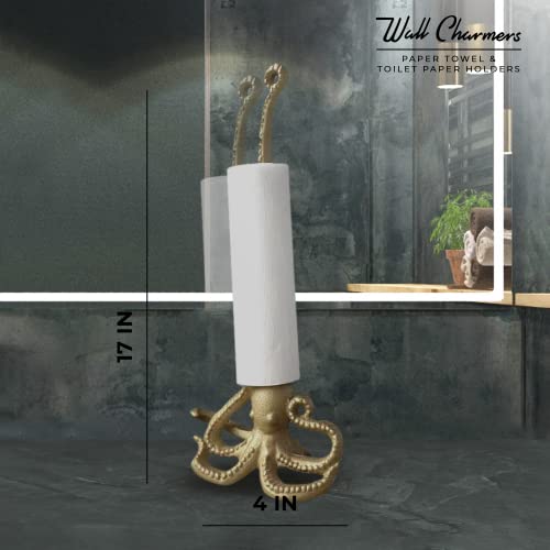 WallCharmers Gold Paper Towel Holder, Metal Toilet or Kitchen Paper Holder for Floor or Countertop, Gold Octopus by Wallcharmers - Used condition - Image 6
