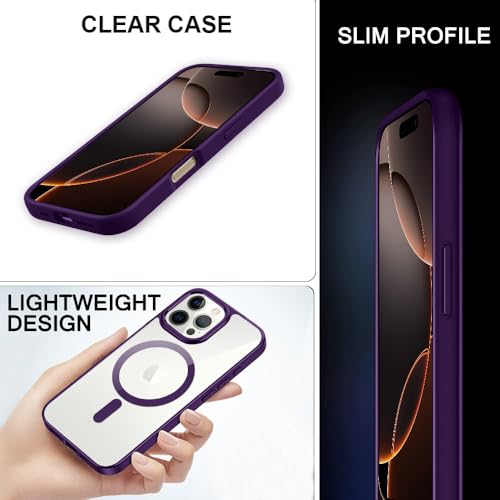 Image of iPhone 16 pro Max Transparent Case | Shockproof Bumper & Camera Protection | Magsafe Compatible | Sleek Hard Crystal Back Cover for iPhone 16 pro Max - Purple
