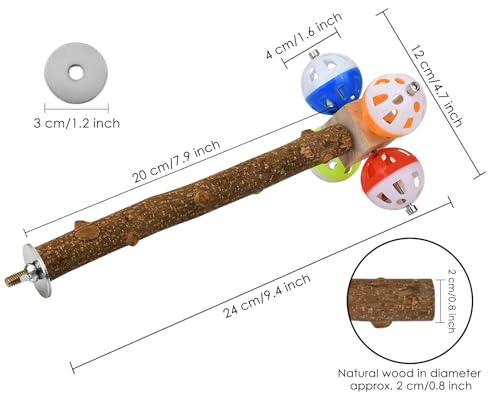 Image of DS. DISTINCTIVE STYLE Bird Perch Stand Toy with Rotatable Balls, Wooden Perch for Bird Cage, Suitable for Green Cheeked Conure, Budgie, and Pineapple Conure, Colourful