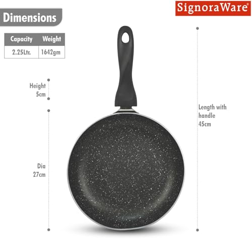 Image of Signoraware Perfecto 6 Layer Coating Non Stick FryPan 26cm | Prevent Sticking | Gas & Induction Compatible | Ideal for Sauteing Veggies, Frying Snacks or Making Gravy & Stir-Fries (2.25 LTR | Steel)