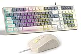 Gaming Keyboard and Mouse Combo,MageGee GK980 Wired Backlit Keyboard and Yellow Gaming Mouse Combo,P