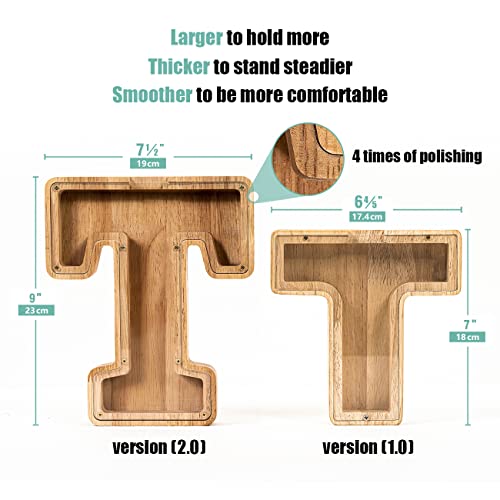 Summidate Wooden Unbreakable Piggy Bank| Piggy Bank For Boys Girls Toddler| & Money Bank| Coin Bills Chang Holder Box Birthday Gift For Kids|Children's Day Gift(&) #TOP3