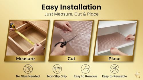 Image of Dribble EVA Shelf Liner Mat 45x500cm Roll, Non Slip Drawer & Cabinet Liner for Kitchen, Waterproof Oilproof Washable Fridge Mat, Anti Skid Cupboard Wardrobe Multipurpose Mat (Brown)