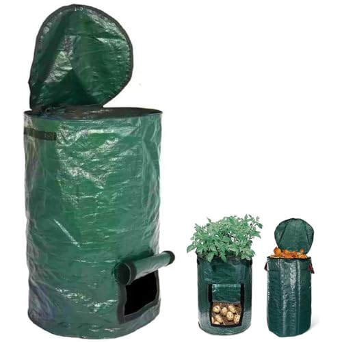 コンポスト バッグ ガーデン用 植え袋 コンポスト 容器 落ち葉処理 肥料袋 屋外 堆肥 廃棄物処理 生ゴミ 発酵 脱臭 家庭用 園芸用 折り畳め 大容量 自立式 再利用可能 45*80CM