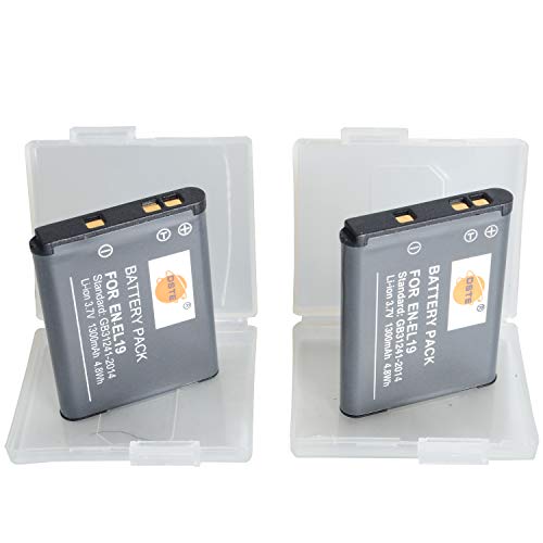 DSTE 2-Pack Rechange Batterie pour Nikon EN-EL19 Coolpix S100 S2500 S2600 S2700 S2750 S3100 S3200 S3300 S3400 S3500 S4100 S4150 S4200 S4300 S4400 S5200 S6400 S6500 S6600