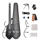 VEDO Guitarra Elétrica Silenciosa Portátil Sem Cabeça Hush X - Kit Completo para Viagem com Estojo, Suporte e Bateria Recarregável 50h, Design Ergonômico Leve (2kg) e Afinação Estável (Preto)
