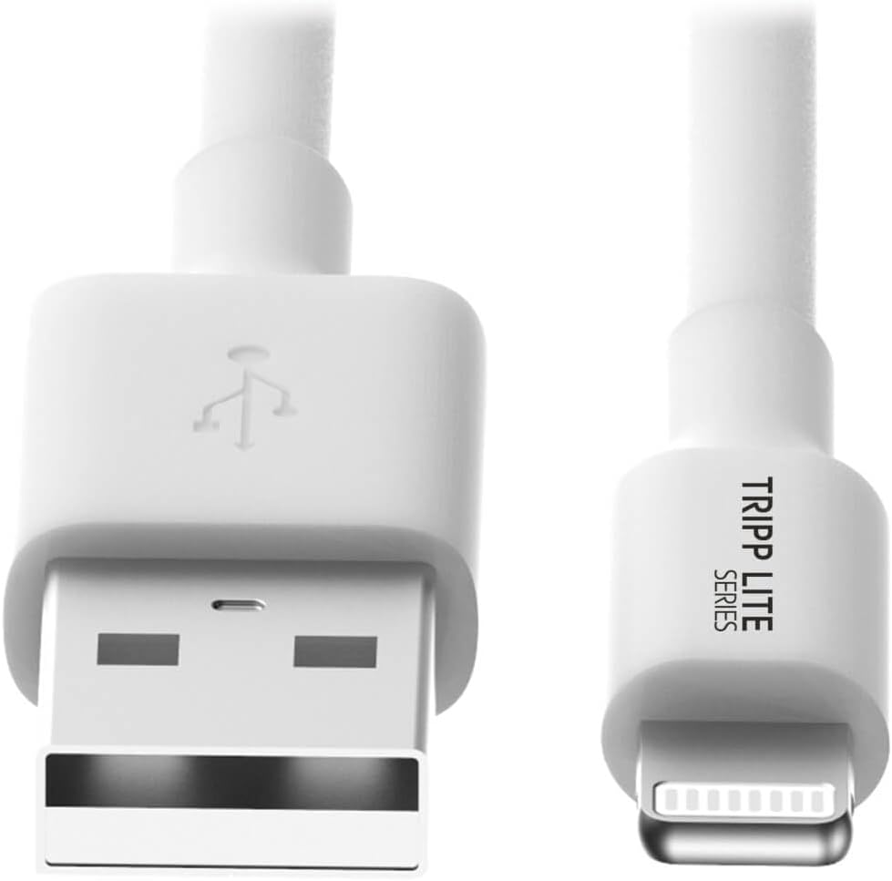 TRIPP LITE USB-A to Lightning Charging & Data Cable, MFi Certified for Apple iPhone, iPad & iPod - White, 6 Feet / 2 Meters, 2-Year Warranty (M100-006-WH)